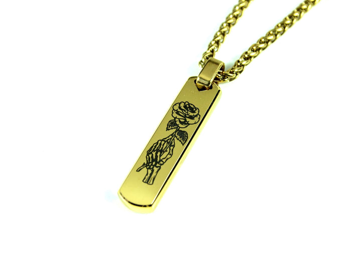 Skull Rose Pendant Necklace, Tattoo Design