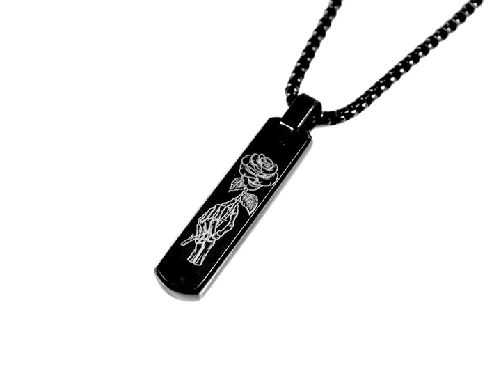 Skull Rose Pendant Necklace, Tattoo Design