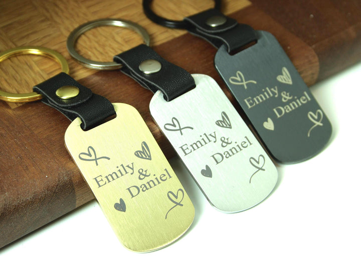 Personalised Couples Dog Tag Keyring