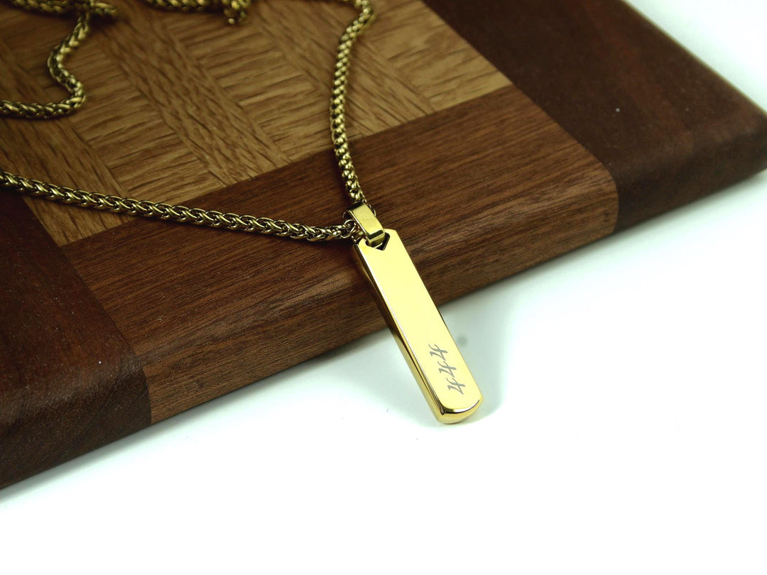 Gold Bar Angel Numbers Personalised Pendant With Chain