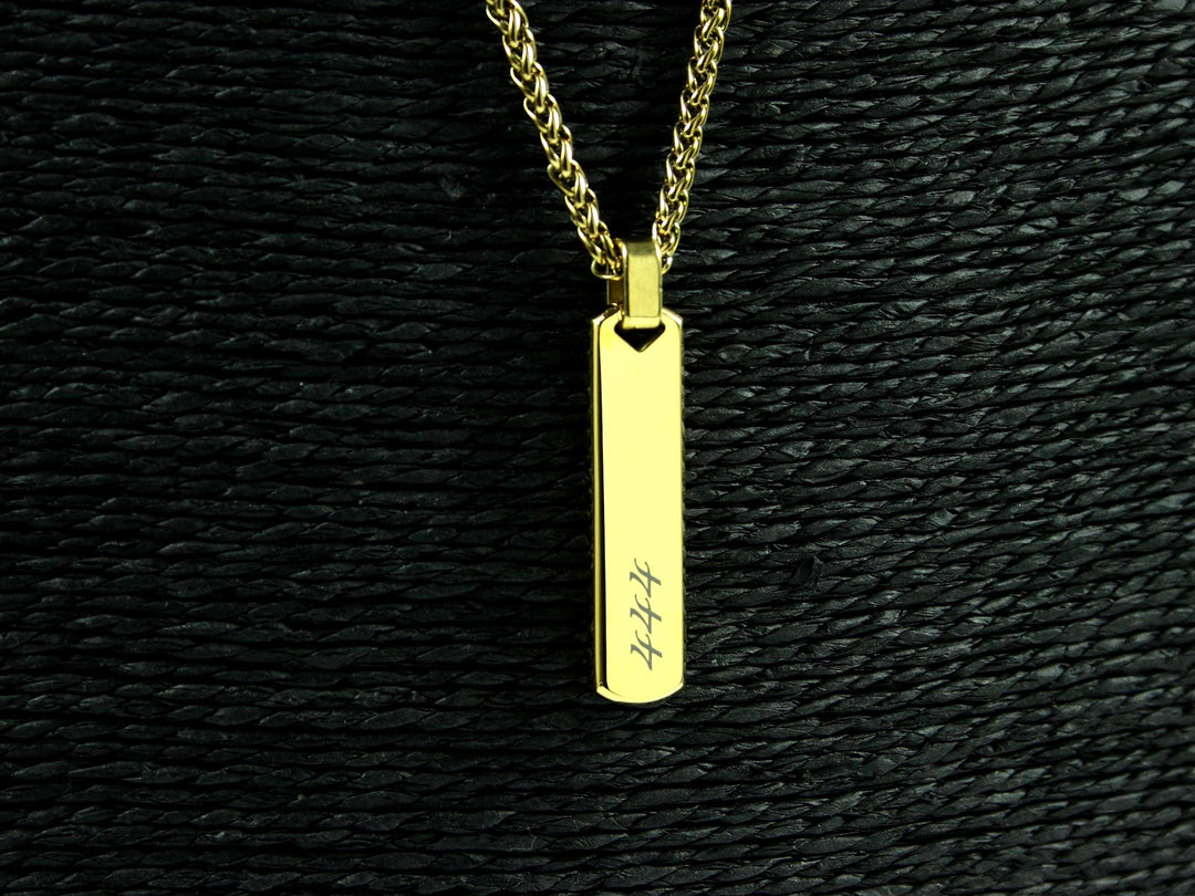 Gold Bar Angel Numbers Personalised Pendant With Chain