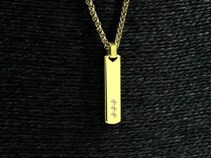 Gold Bar Angel Numbers Personalised Pendant With Chain