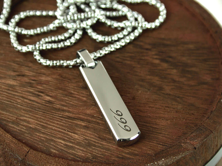 Angel Number 777 Bar Pendant Necklace