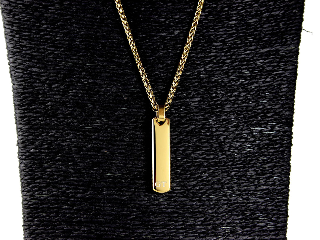 Minimalist Gold Bar Necklace, Personalised with Initials