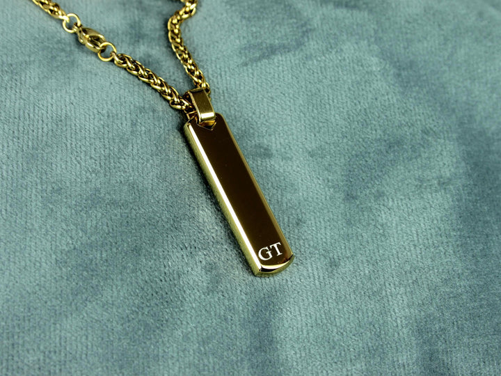 Minimalist Gold Bar Necklace, Personalised with Initials