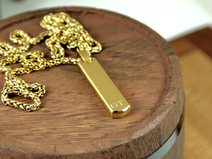 Minimalist Gold Bar Necklace, Personalised with Initials