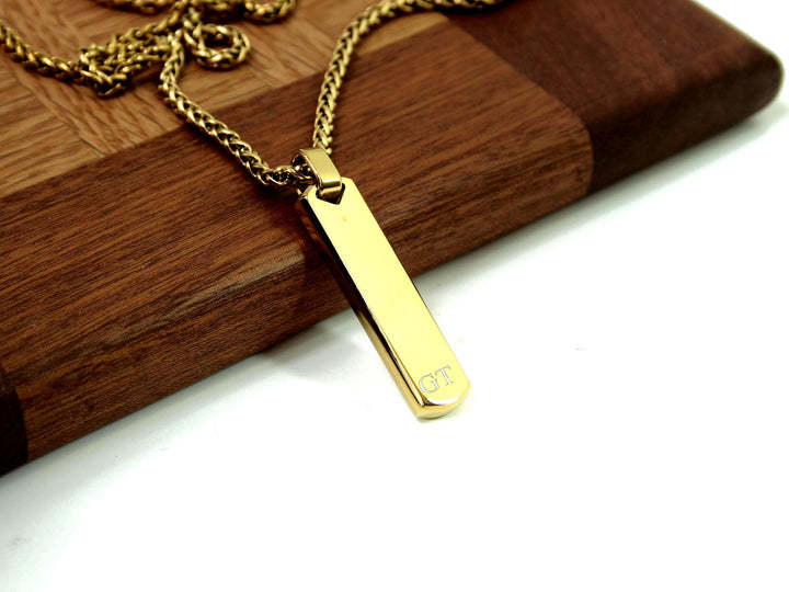 Minimalist Gold Bar Necklace, Personalised with Initials