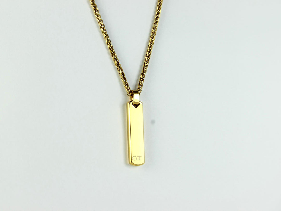 Minimalist Gold Bar Necklace, Personalised with Initials