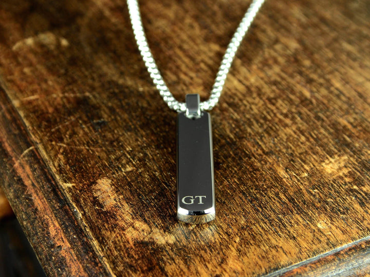 Silver Bar Personalised Initials Necklace