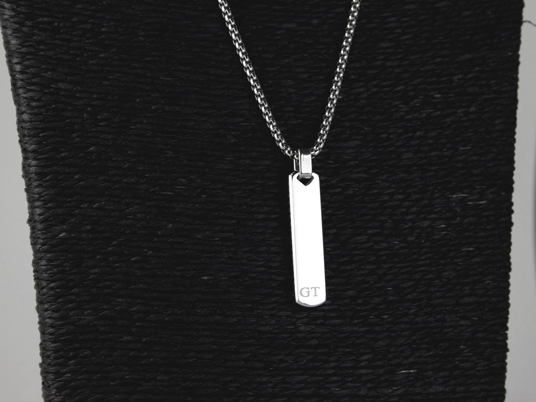 Silver Bar Personalised Initials Necklace