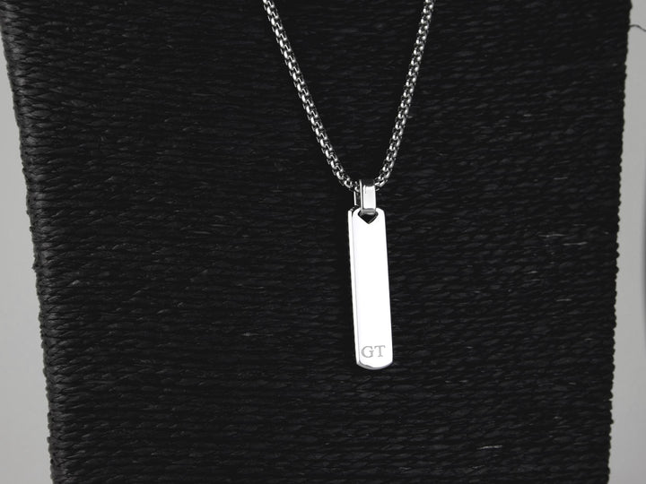 Silver Bar Personalised Initials Necklace