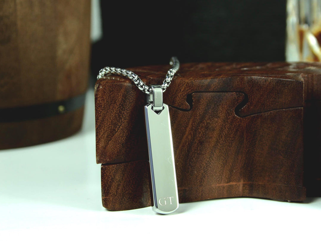Silver Bar Personalised Initials Necklace