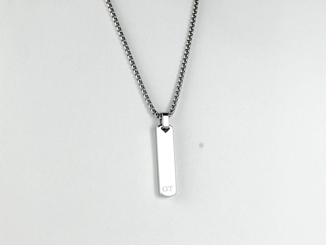 Silver Bar Personalised Initials Necklace