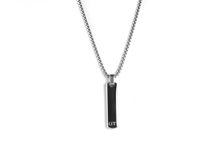Silver Bar Personalised Initials Necklace