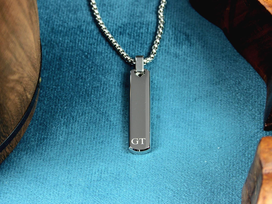 Silver Bar Personalised Initials Necklace