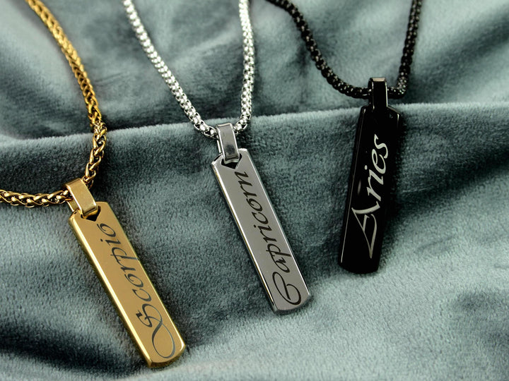 Personalised Zodiac Star Sign Bar Necklace
