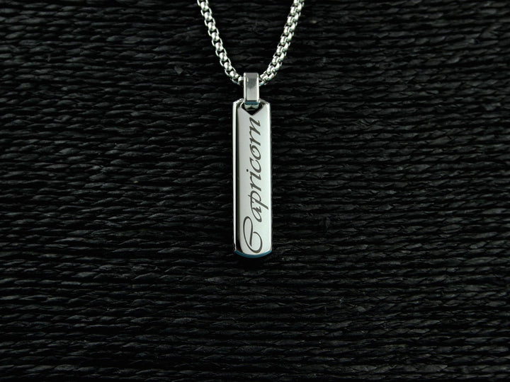 Silver Star Sign Necklace Bar Pendant