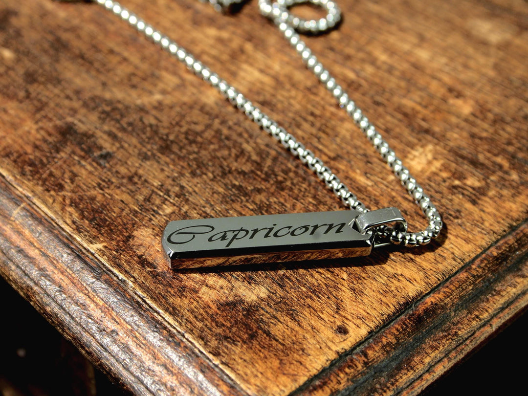 Silver Star Sign Necklace Bar Pendant