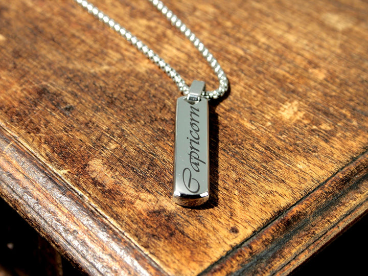 Silver Star Sign Necklace Bar Pendant