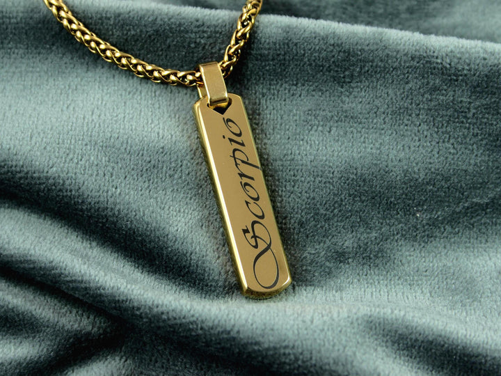 Gold Bar Pendant Star Sign Necklace