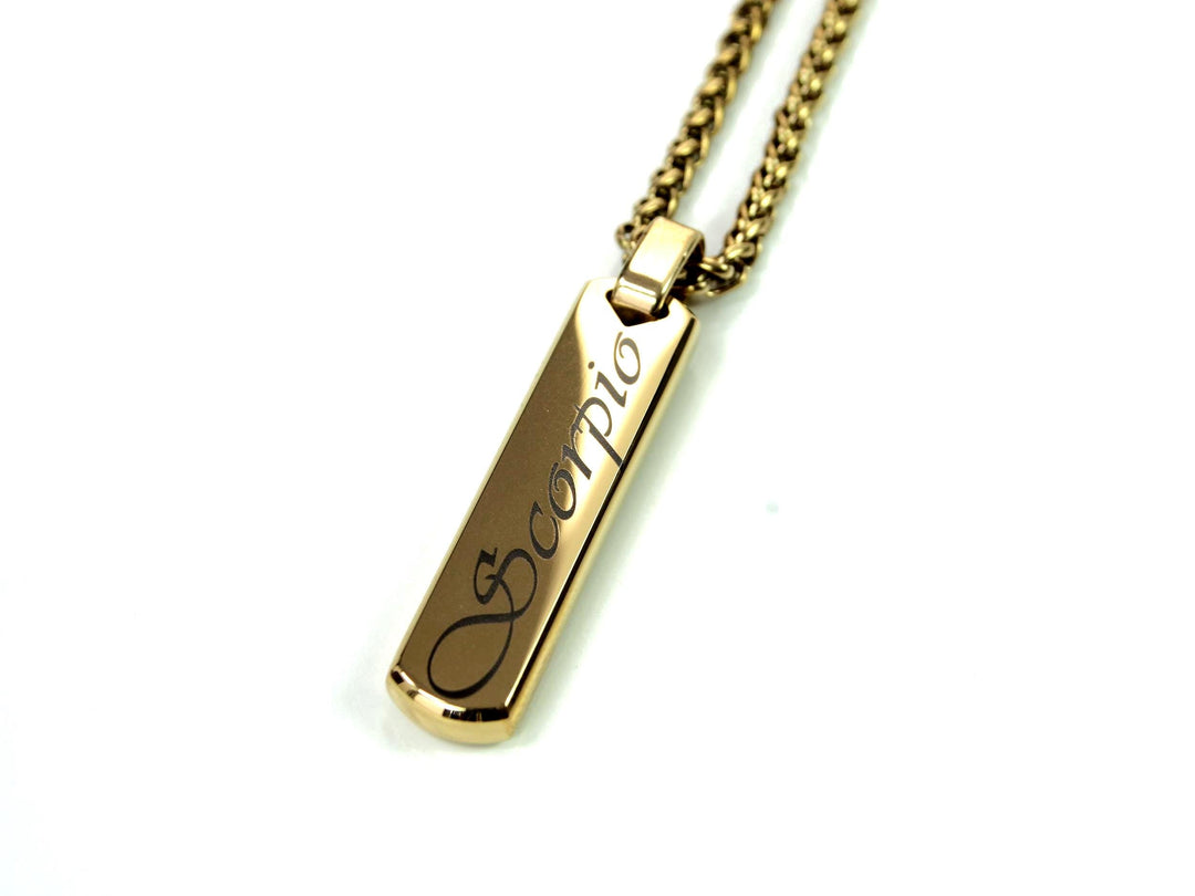 Gold Bar Pendant Star Sign Necklace