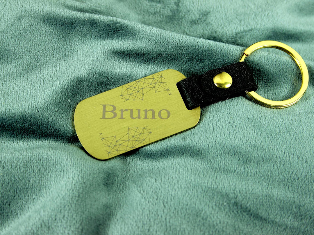Custom Name Gold Dog Tag Keychain