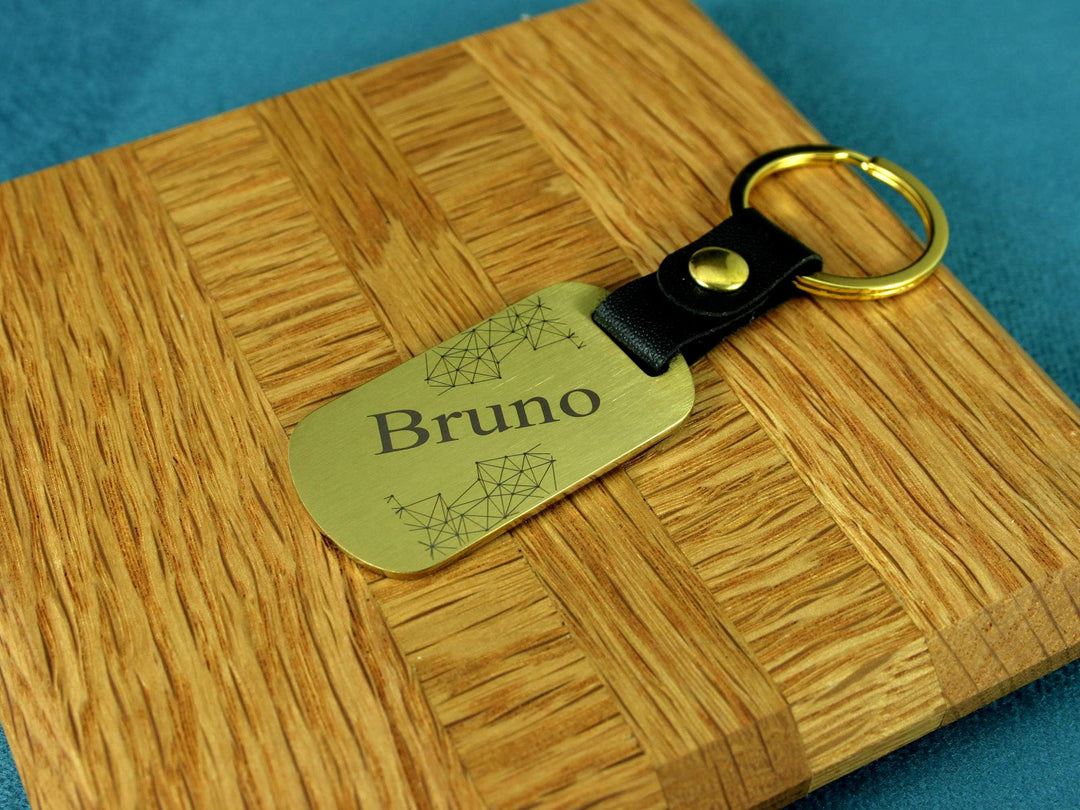 Custom Name Gold Dog Tag Keychain