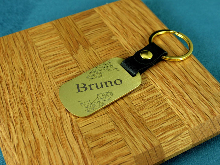 Custom Name Gold Dog Tag Keychain
