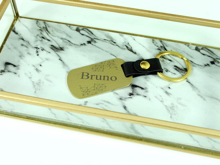 Custom Name Gold Dog Tag Keychain