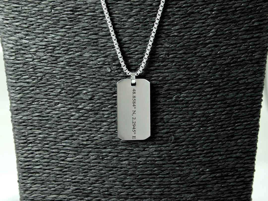 Custom Coordinates Silver Pendant