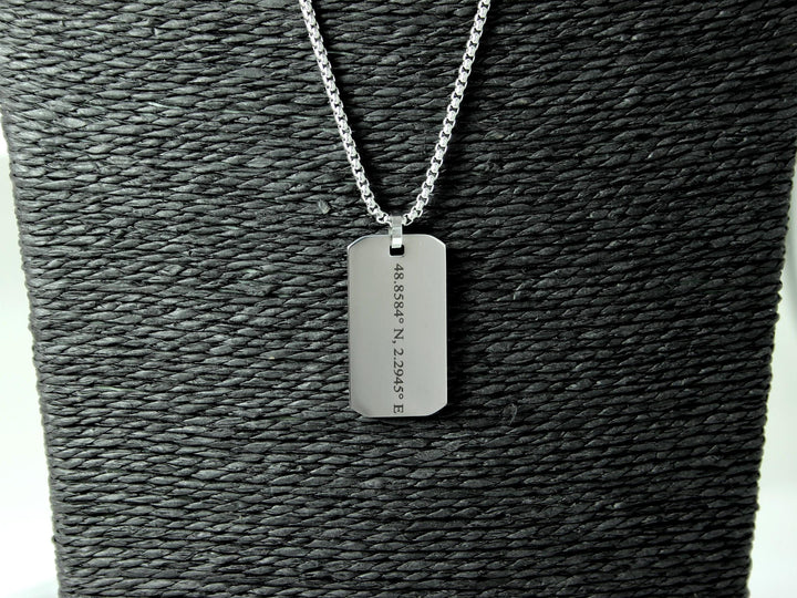 Custom Coordinates Silver Pendant