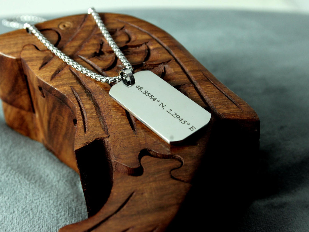 Custom Coordinates Silver Pendant