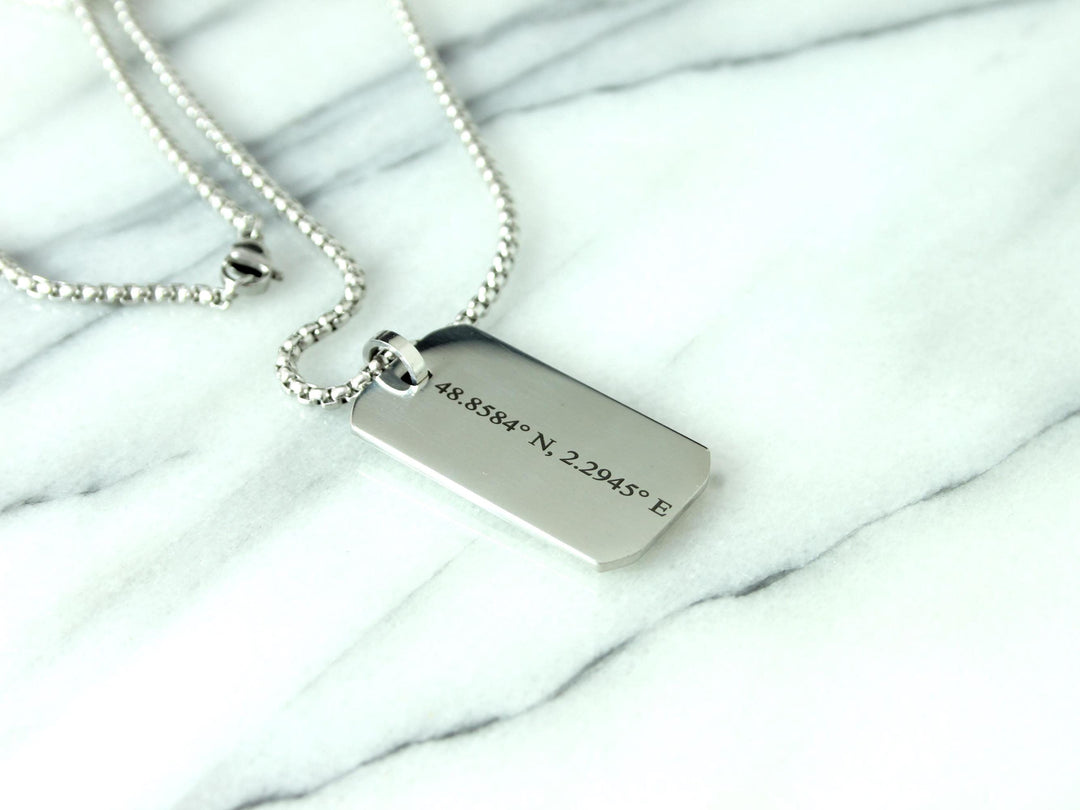 Custom Coordinates Silver Pendant