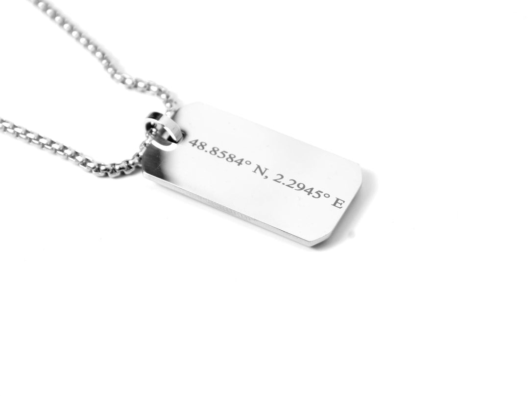 Custom Coordinates Silver Pendant