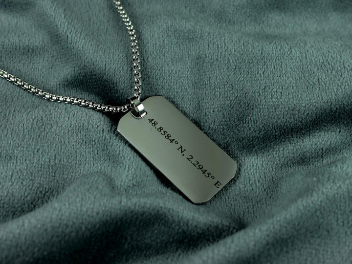 Custom Coordinates Silver Pendant