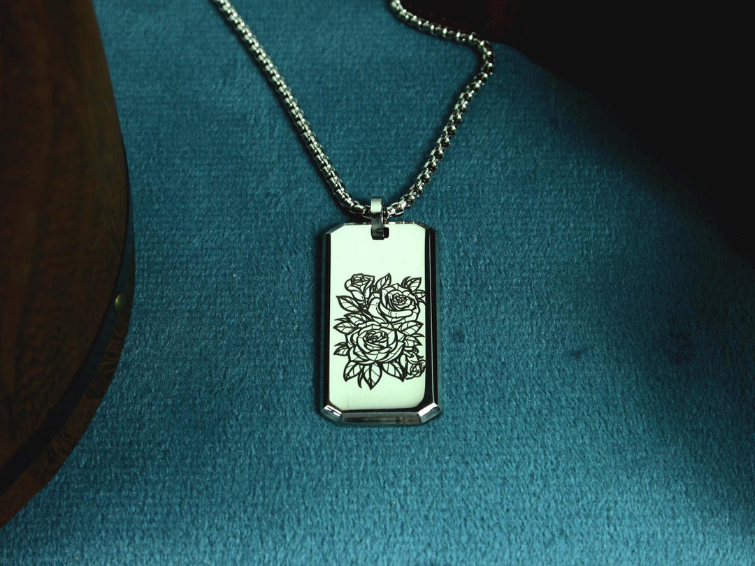 Floral Tattoo Necklace And Personalised Name
