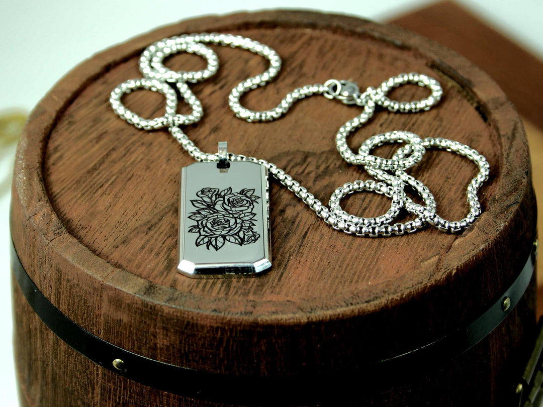 Floral Tattoo Necklace And Personalised Name