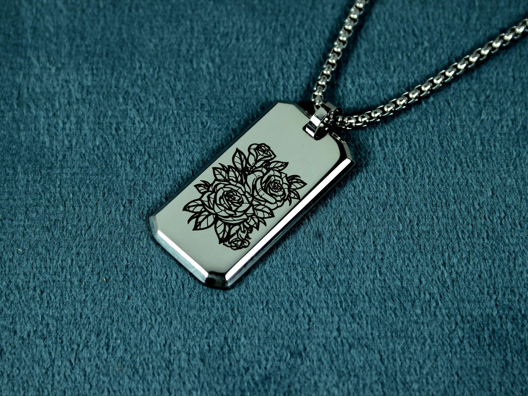 Floral Tattoo Necklace And Personalised Name