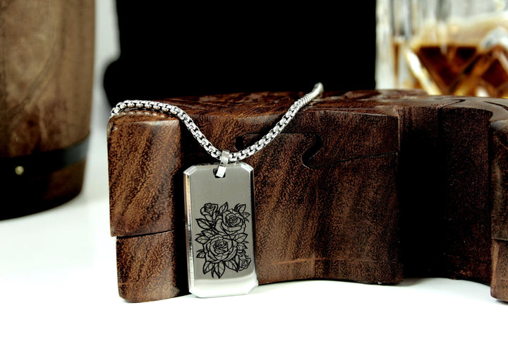 Floral Tattoo Necklace And Personalised Name