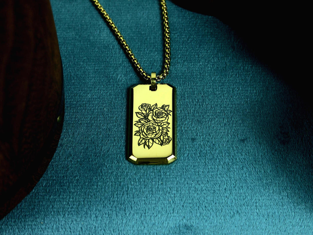 Gold Floral Tattoo Necklace