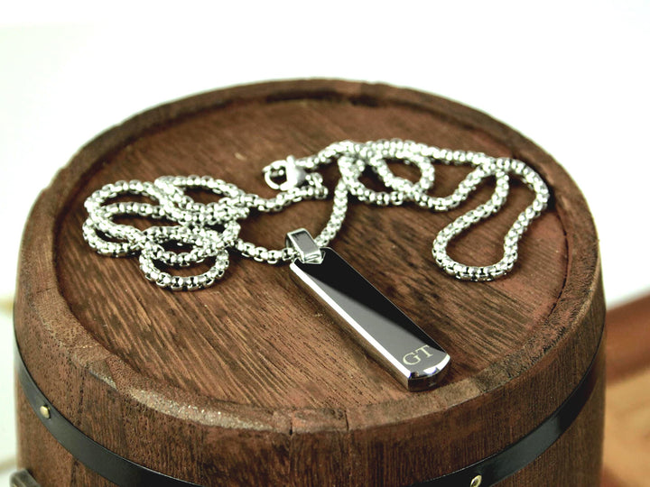 Silver Bar Personalised Initials Necklace