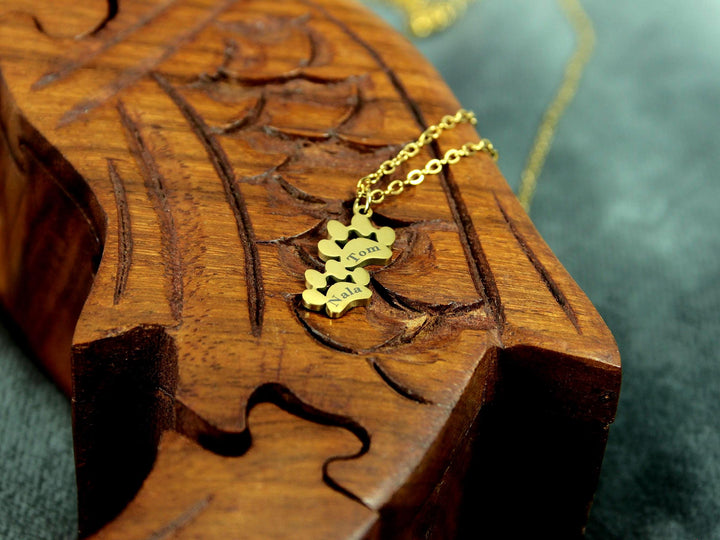 Double Paw Print Necklace, Pet Memorial Necklace