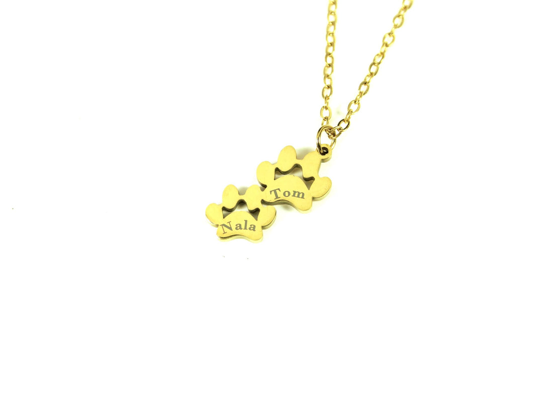 Double Paw Print Necklace, Pet Memorial Necklace