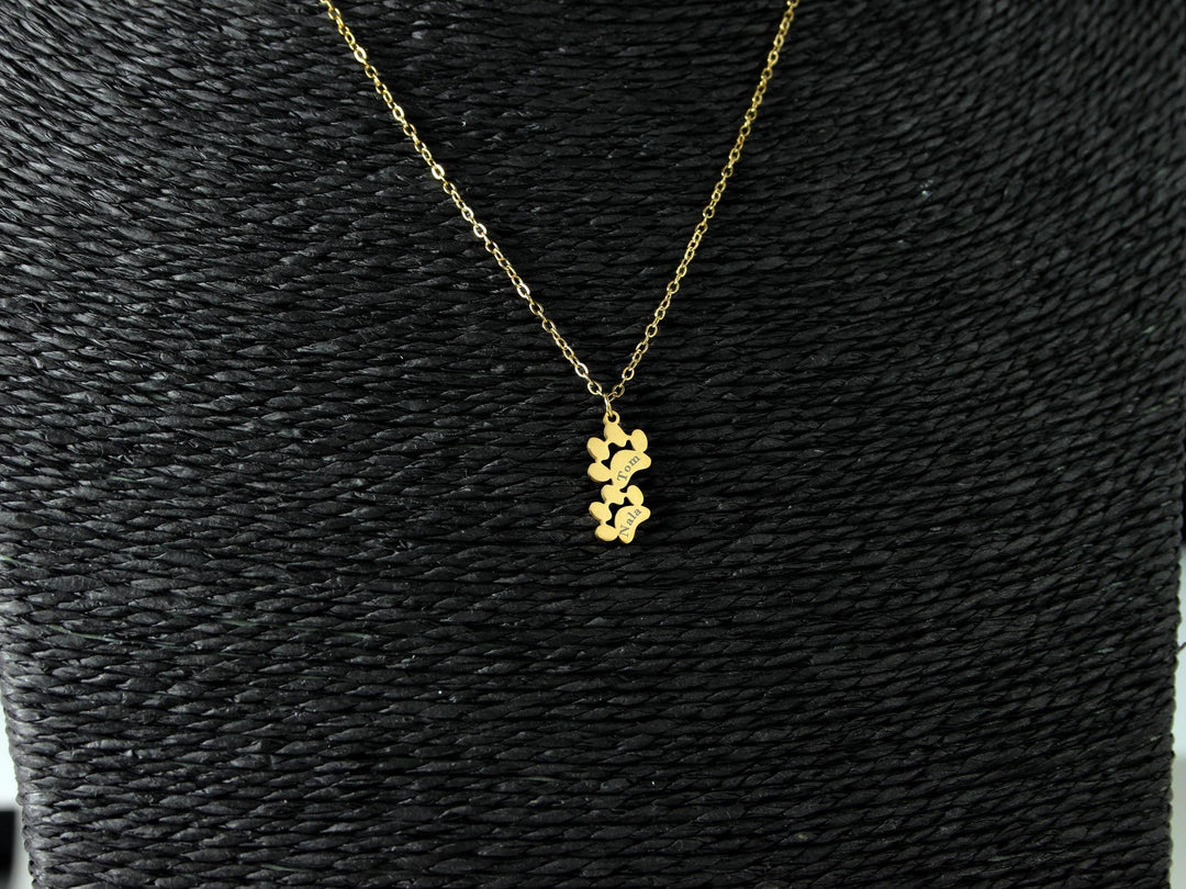 Double Paw Print Necklace, Pet Memorial Necklace