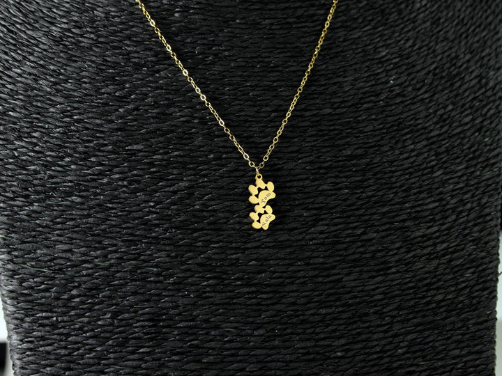 Double Paw Print Necklace, Pet Memorial Necklace