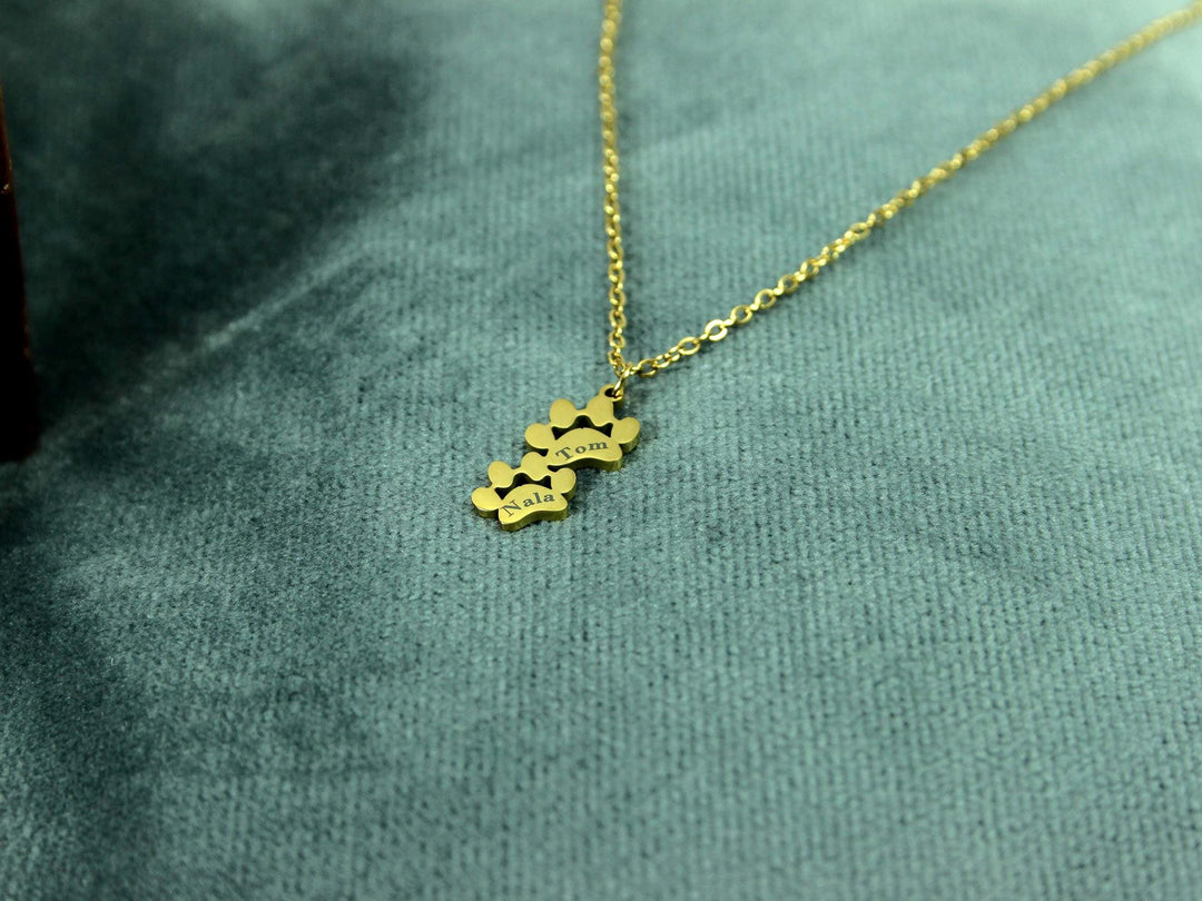 Double Paw Print Necklace, Pet Memorial Necklace