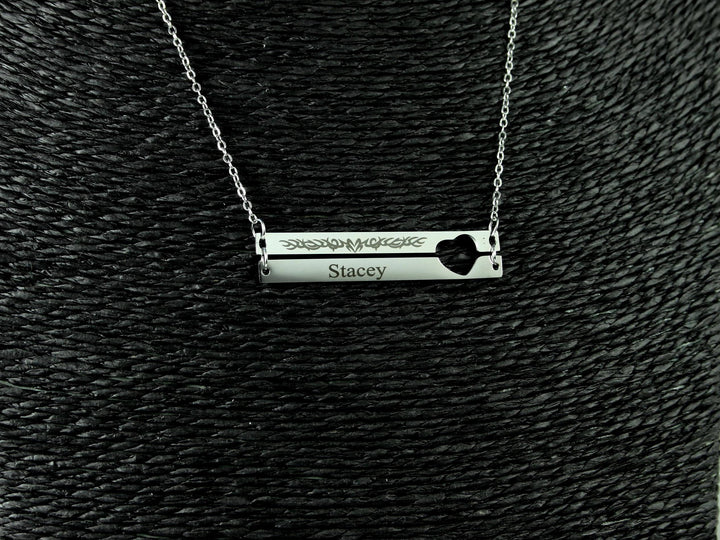 Double Bar Heart Cut-out Necklace