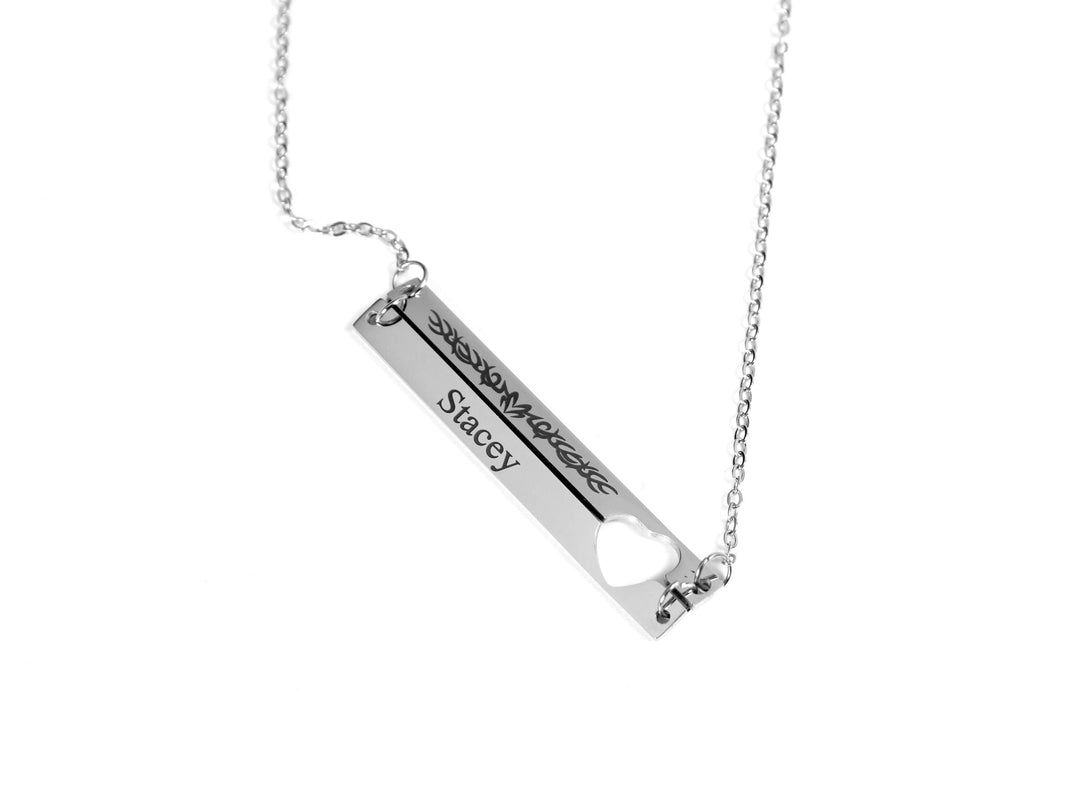 Double Bar Heart Cut-out Necklace