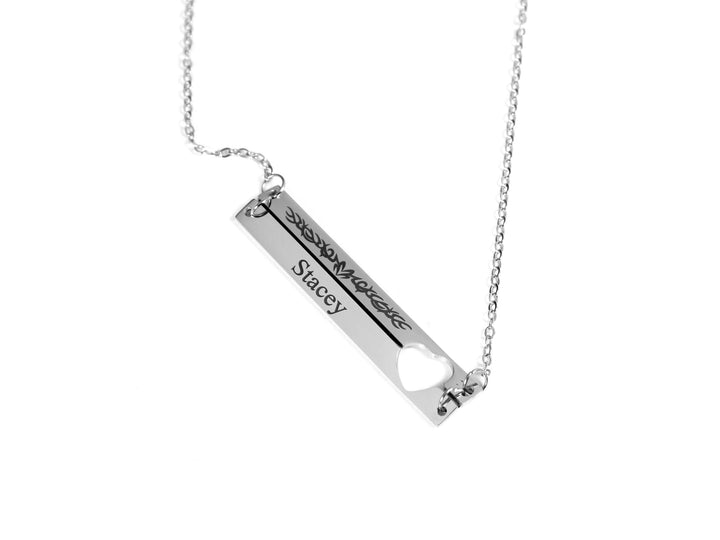 Double Bar Heart Cut-out Necklace
