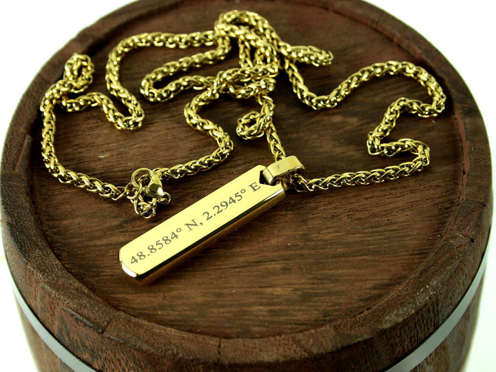 Gold Coordinates Bar Necklace